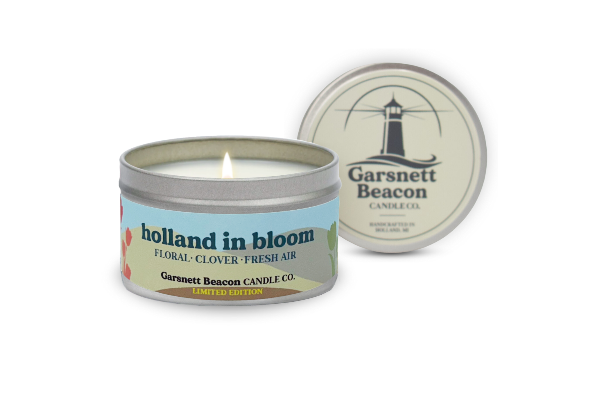 Garsnett Beacon Candle Co. - Wholesale Jar/Filled Candle - Holland In Bloom Tulip Time Holland Michigan Candle - Tulip, Floral, Ozone Scent2