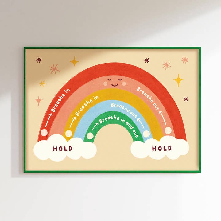 Lauren Sissons Studio - Wholesale Art print – Kids & baby - Mindful Rainbow Breathing Print - Kids Modern Art Feelings 0