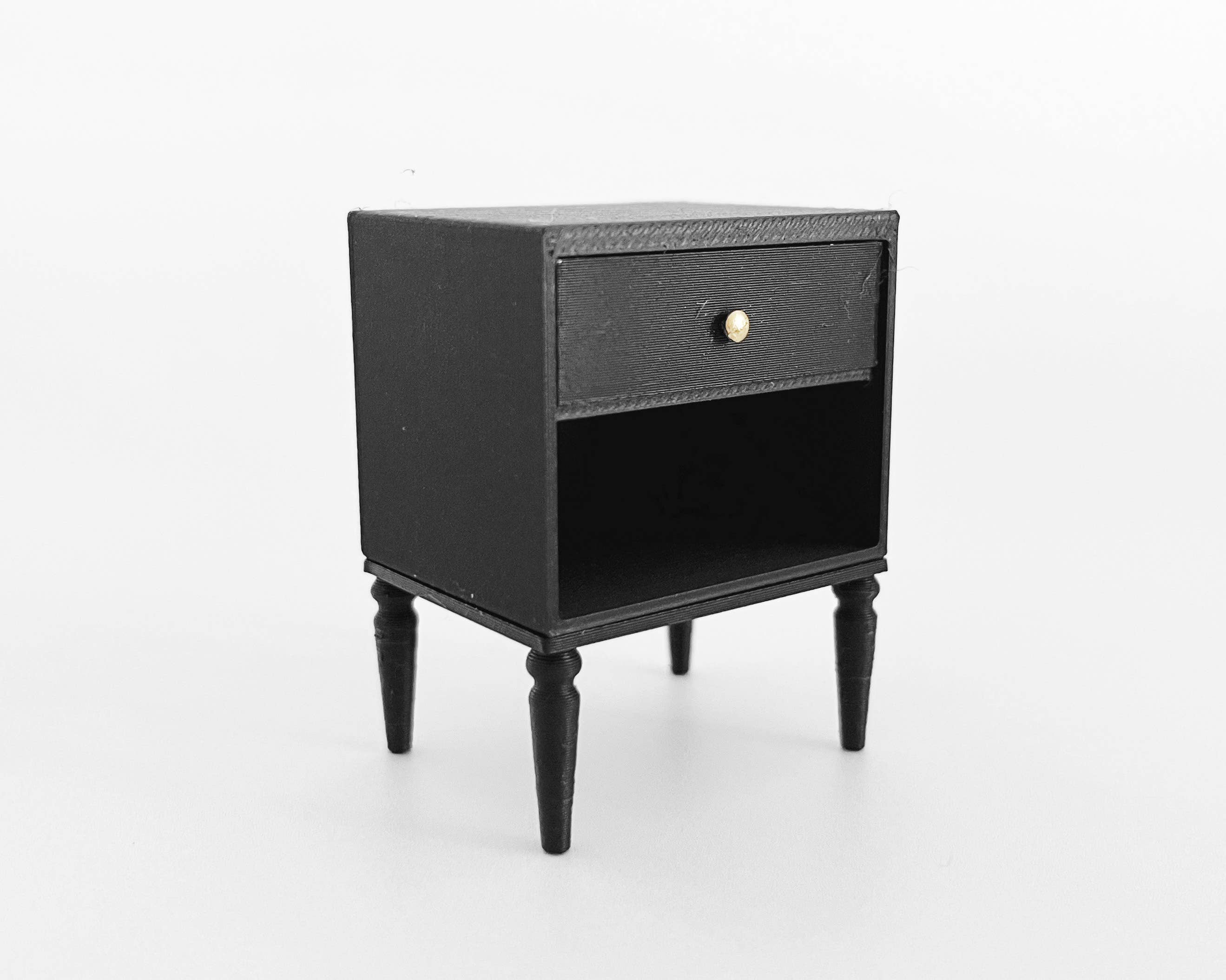 Miniette - Wholesale Doll Accessory Kit - Kids - Miniature Dollhouse Nightstand – Modern Side Table0