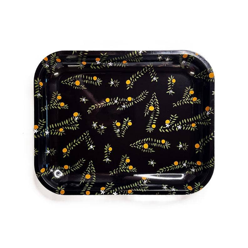 Golden Gems – wholesale Prydnadsbricka – Svart Orange Blossoms Stor Bricka