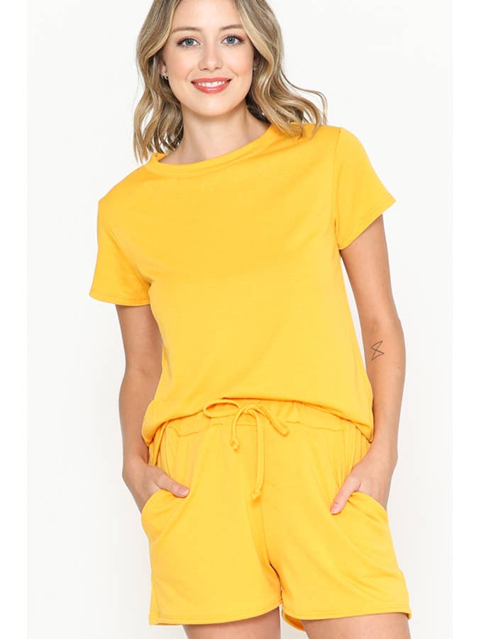 Burgundy Apparel - Wholesale Lounge Set - Women's - SHORT SLEEVE AND SHORTS SET3