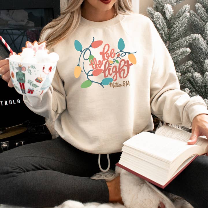 Wholehearted Motherhood and Co. - Wholesale Graphic Sweatshirt - Women's - Be The Light Christmas Sweatshirt - Christmas Graphic Tee