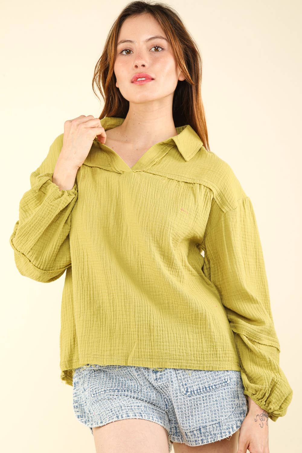 VERY J – Blusa - Mulher por atacado – NT11416 - Camisola de tecido de algodão de grandes dimensões5