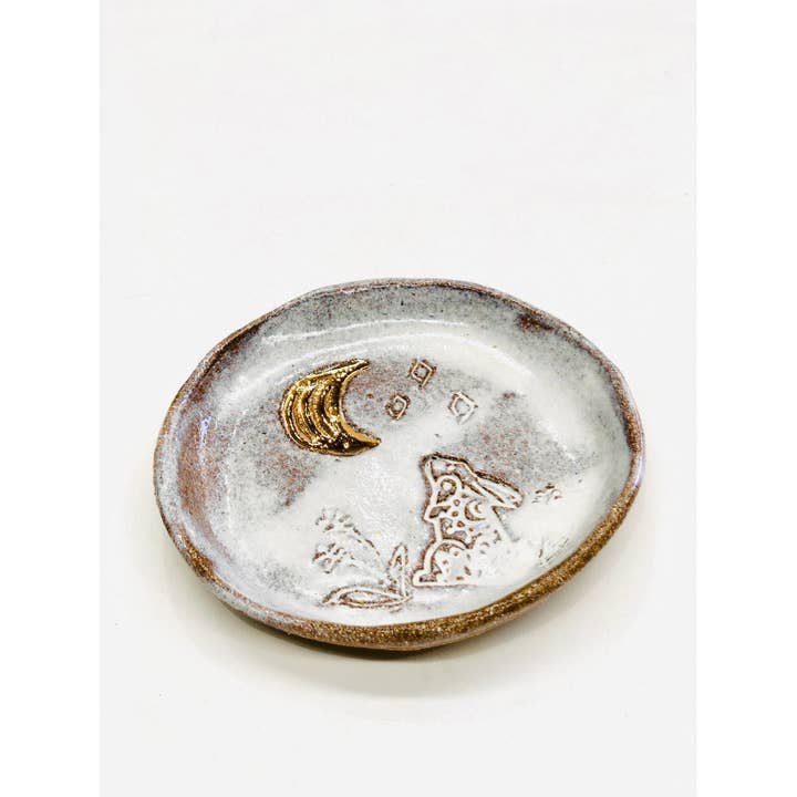 Carys Martin Ceramics - Wholesale Jewelry Dish - Bunny and Moon Round dish