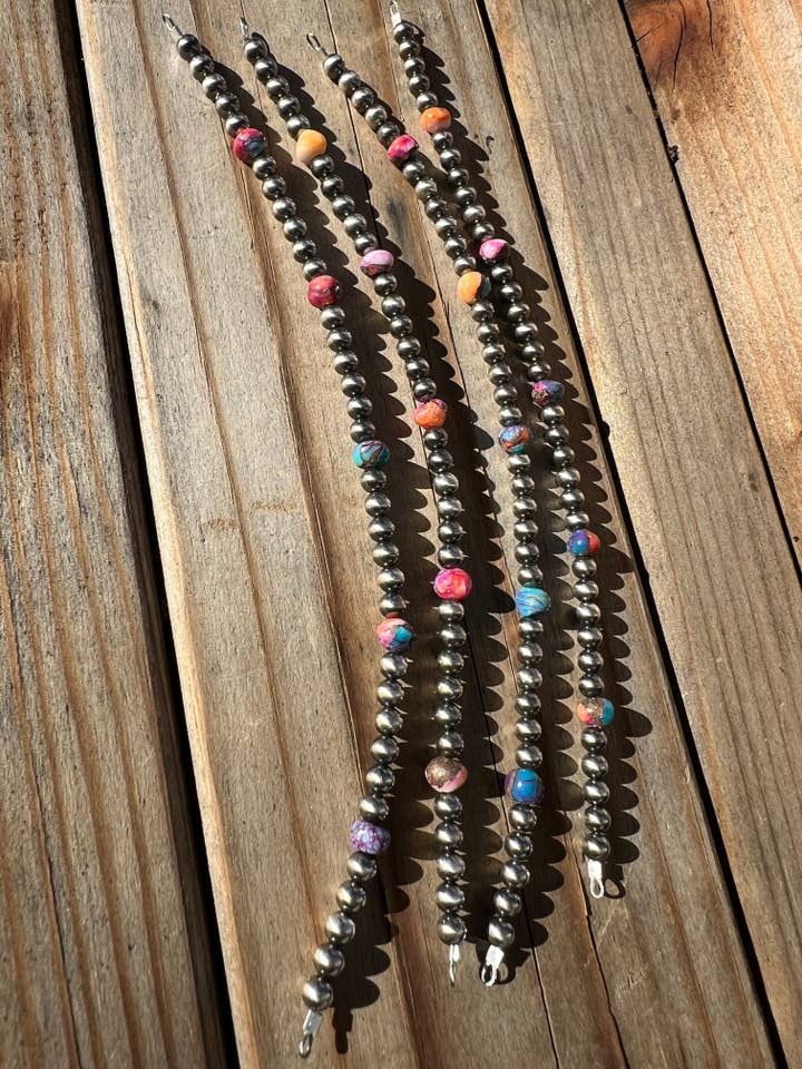 Limited Edition Orange Dahlia Navajo Pearl Permanent Strands for wholesale by Desert Darlings Silver
