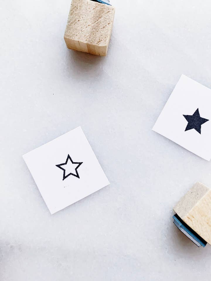 Ensemble de petits tampons en caoutchouc en forme d'étoile • Tampons pour la vente par Papergram