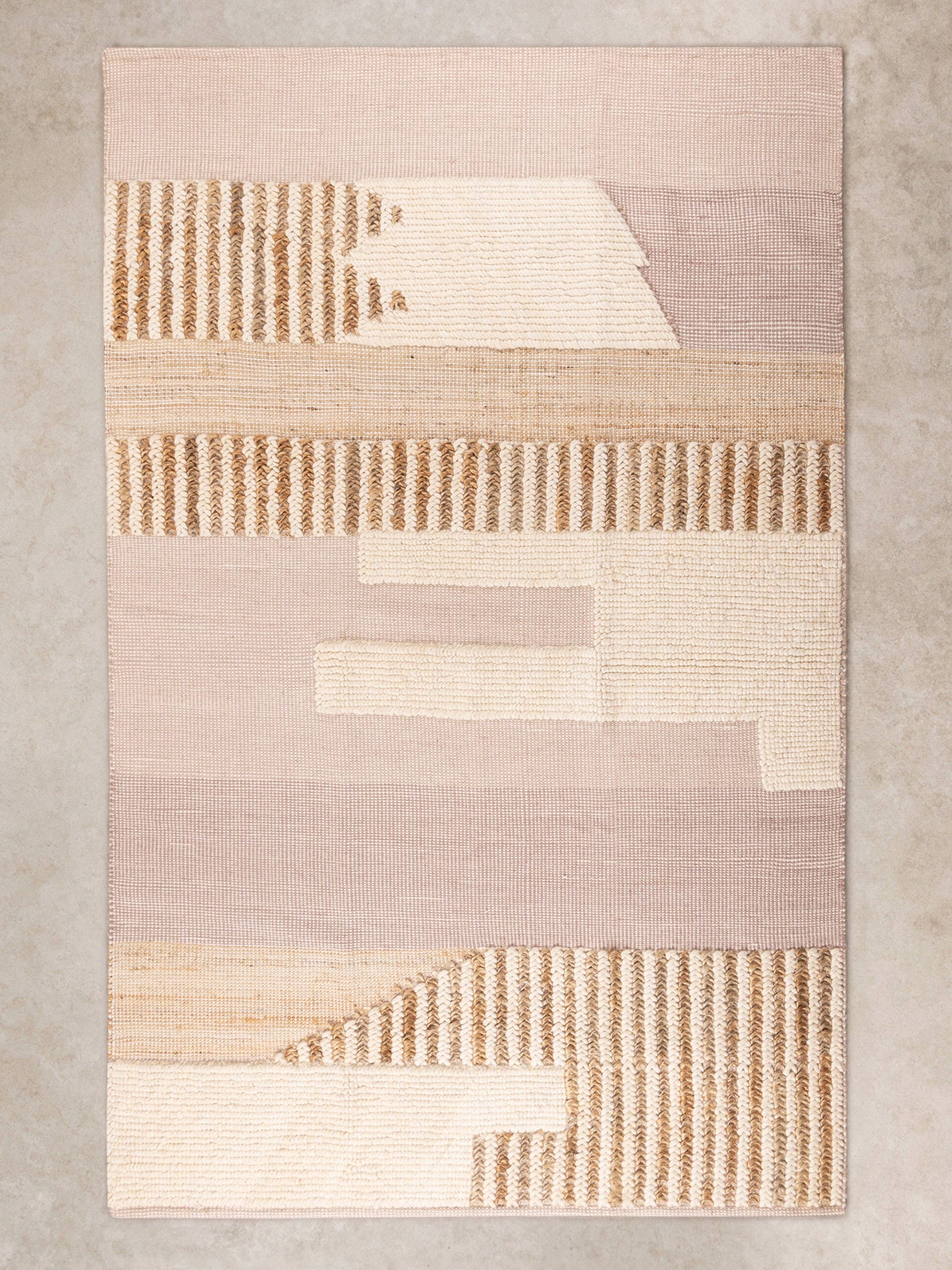 GAURI KOHLI - Wholesale Area Rug - Zanzibar Textured Neutral Flat-Weave Area Rug · 5′×8′0