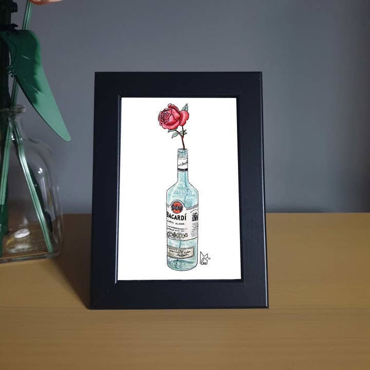 Rose in Bacardi Ingelijste 4x6" print voor wholesale door Lee McGuire Art