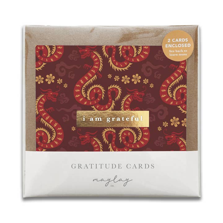 Dragons Chinese Lunar New Year AAPI “I Am Grateful” Gratitude Greeting Card for wholesale by Maylay Co.