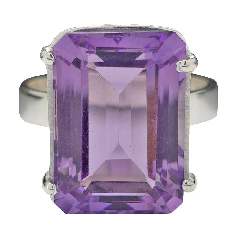 Amberman - Wholesale Single Stone/Solitaire Ring - Faceted Amethyst Sterling Silver Ring1