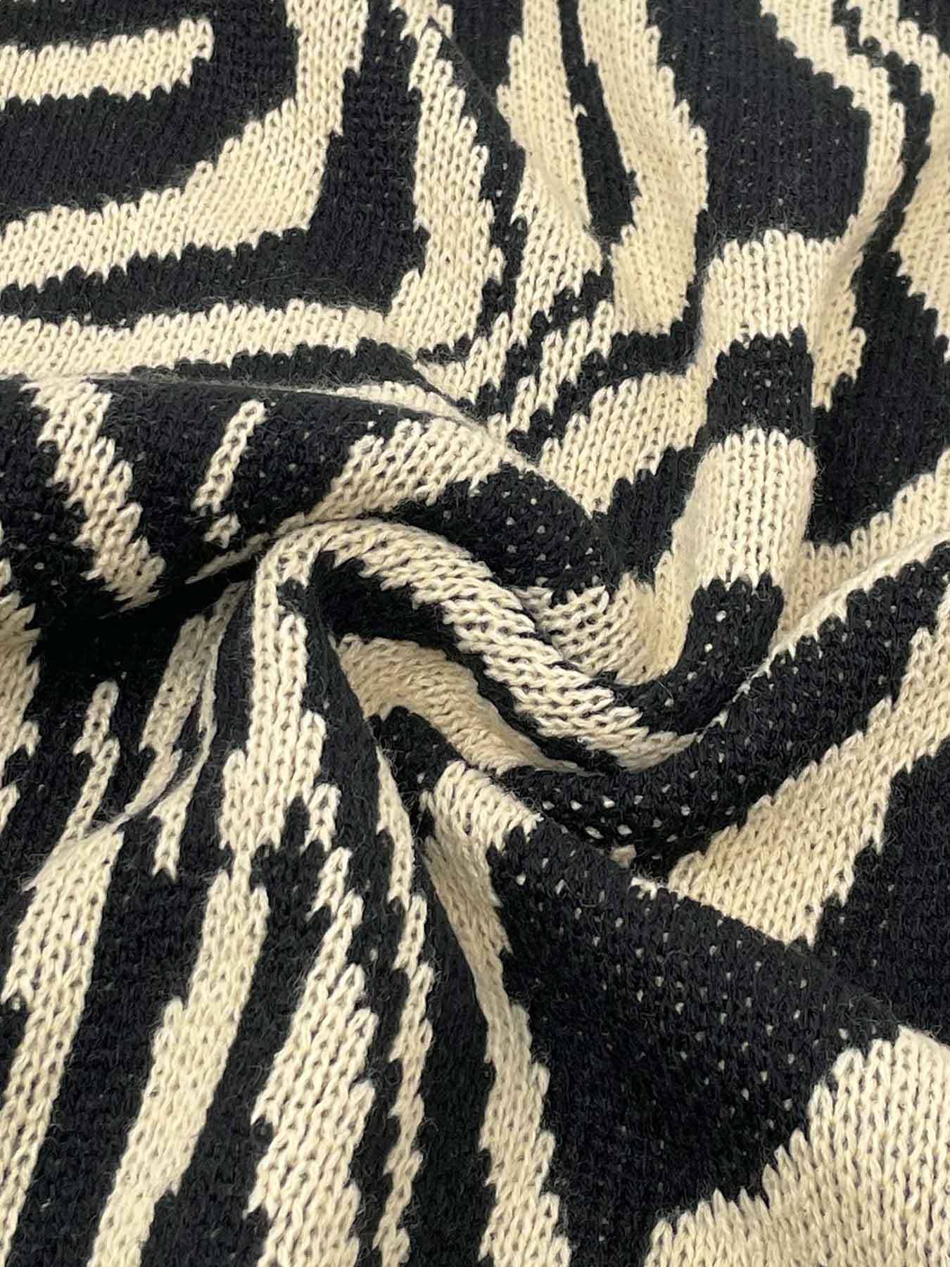 BLACK V-neck zebra print long unbuttoned cardigan for wholesale on Faire10