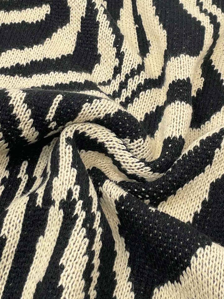 BLACK V-neck zebra print long unbuttoned cardigan for wholesale on Faire10