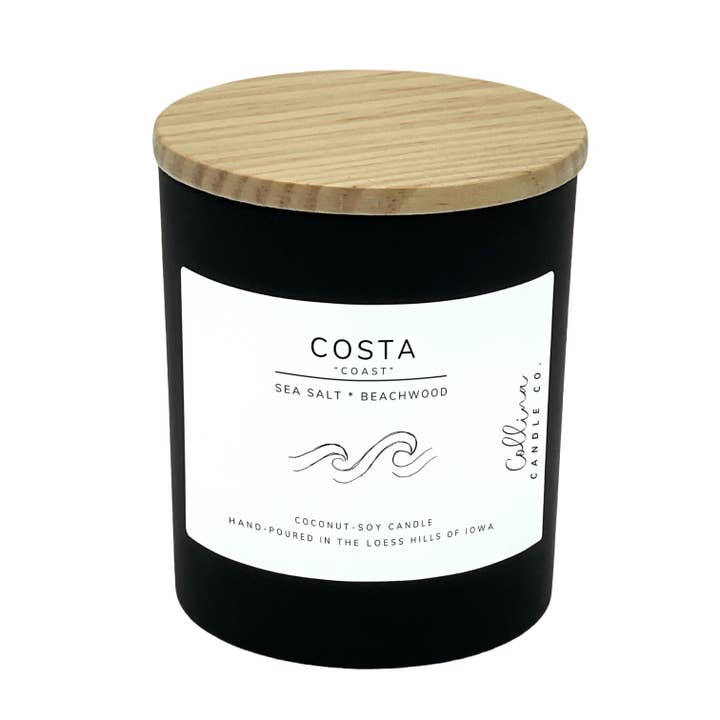 Collina Candle Co., LLC - Wholesale Jar/Filled Candle - Costa 10.5 oz Coconut-Soy Candle Sea Salt Beachwood 1