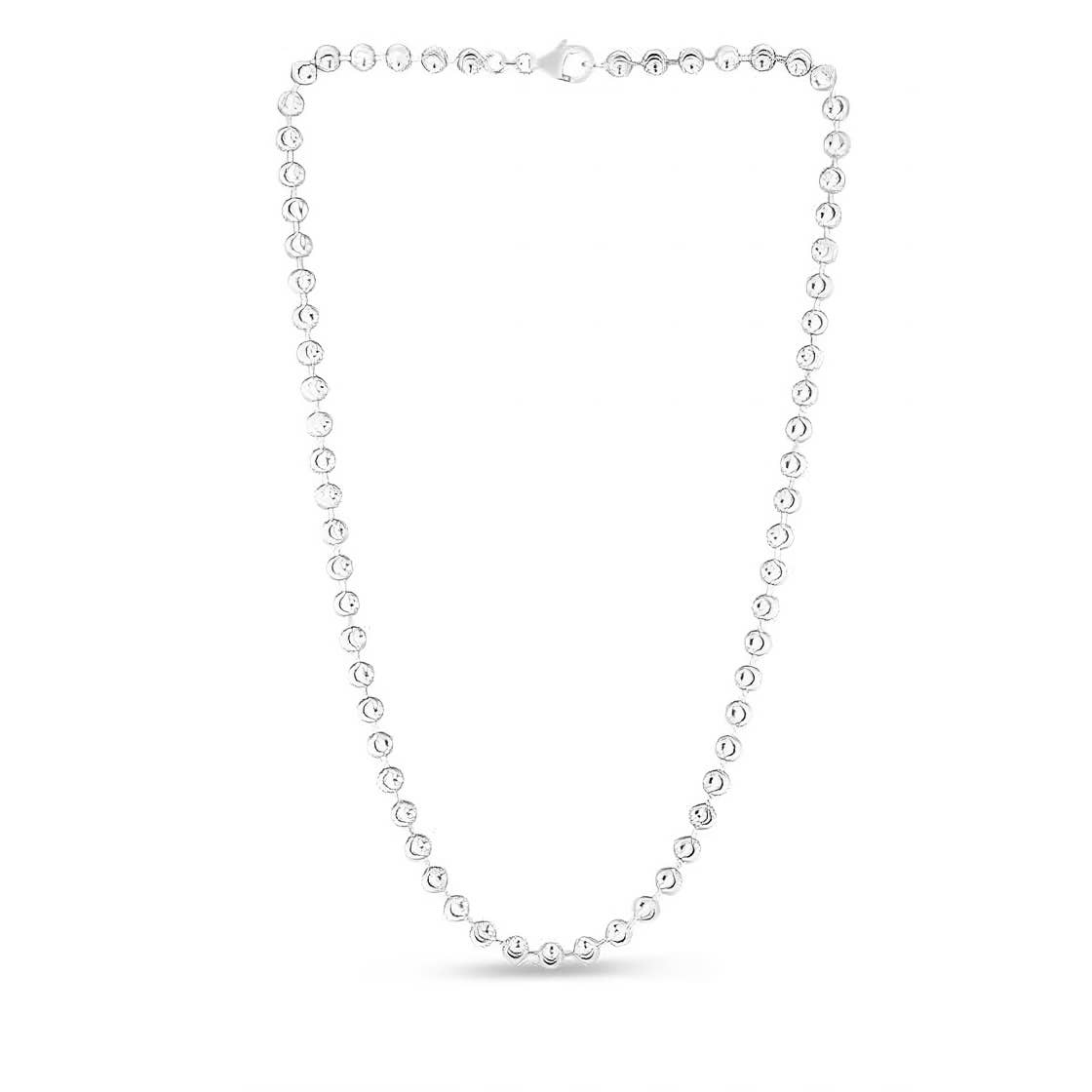 PureYou Jewelry – wholesale Extender chain – Sterling Silver 5mm Moon-cut Bead Chain Necklace1