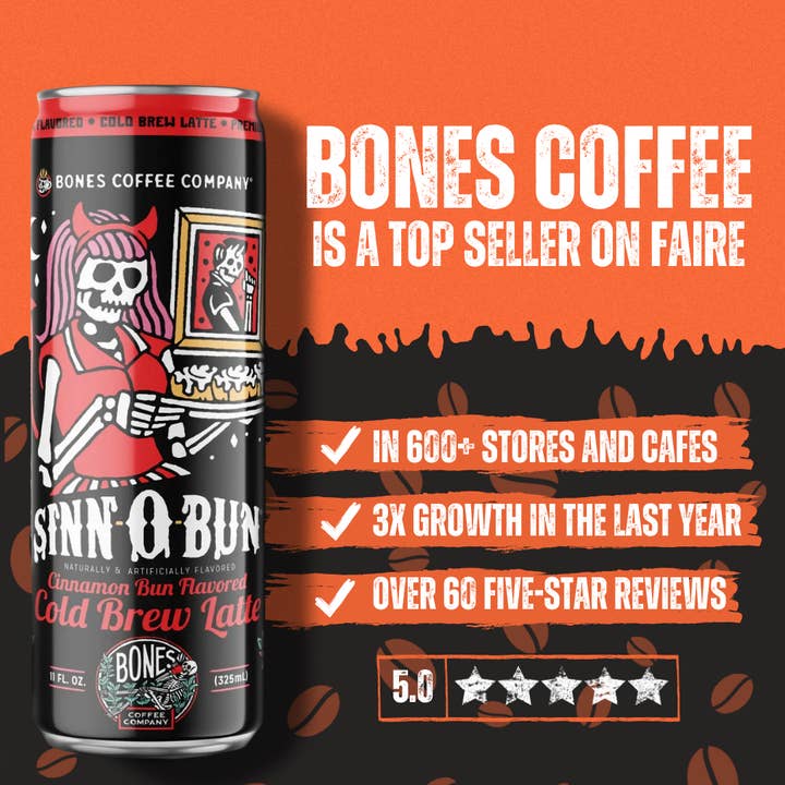 Bones Coffee Company - Wholesale Iced Coffee/Cold Brew - S'morey Time Cold Brew Latte | 12-Pack | Iced Canned Coffee