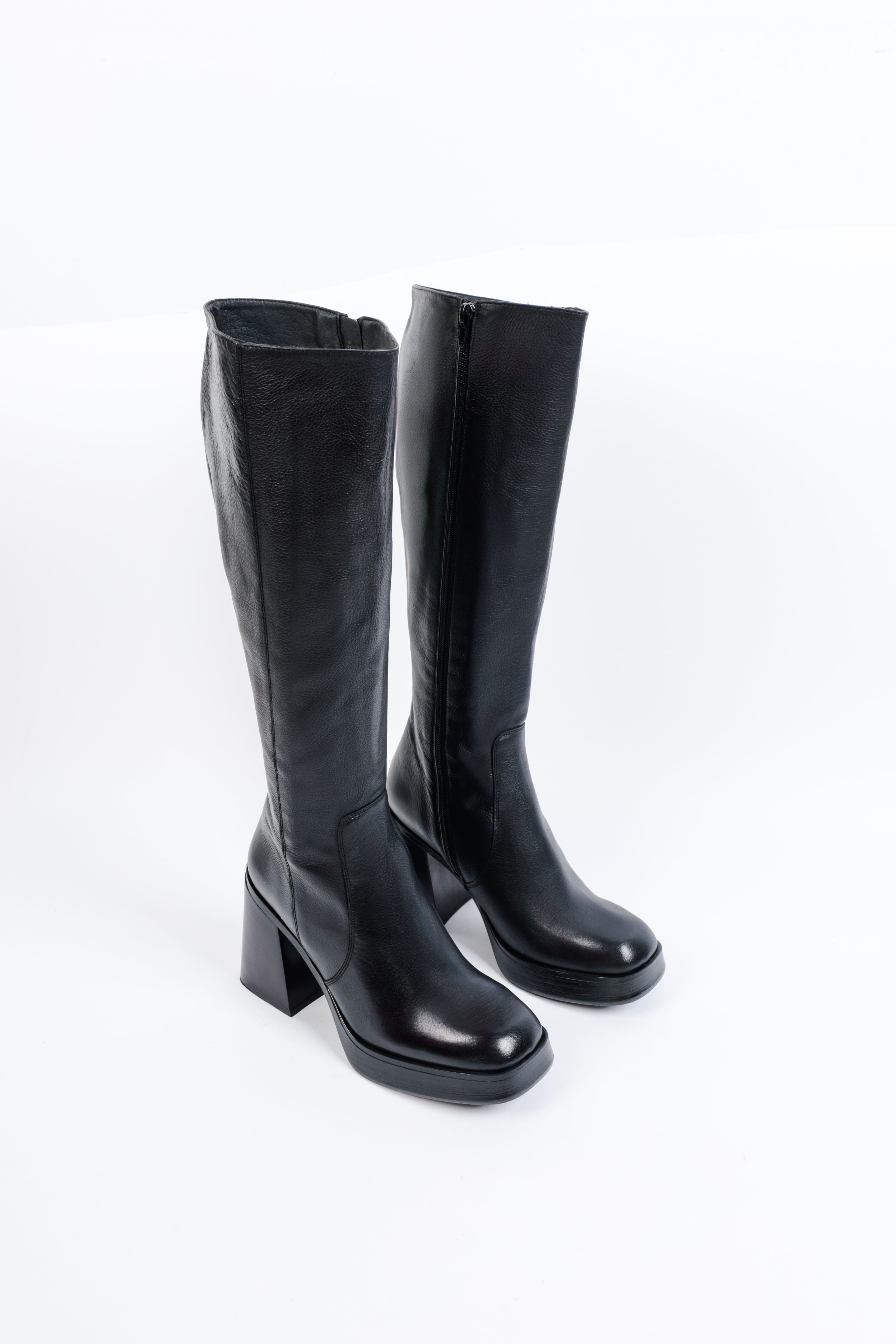 KMB Shoes - Wholesale Boots - Women's - MACY BLACK - Knee-High Heeled Boots0