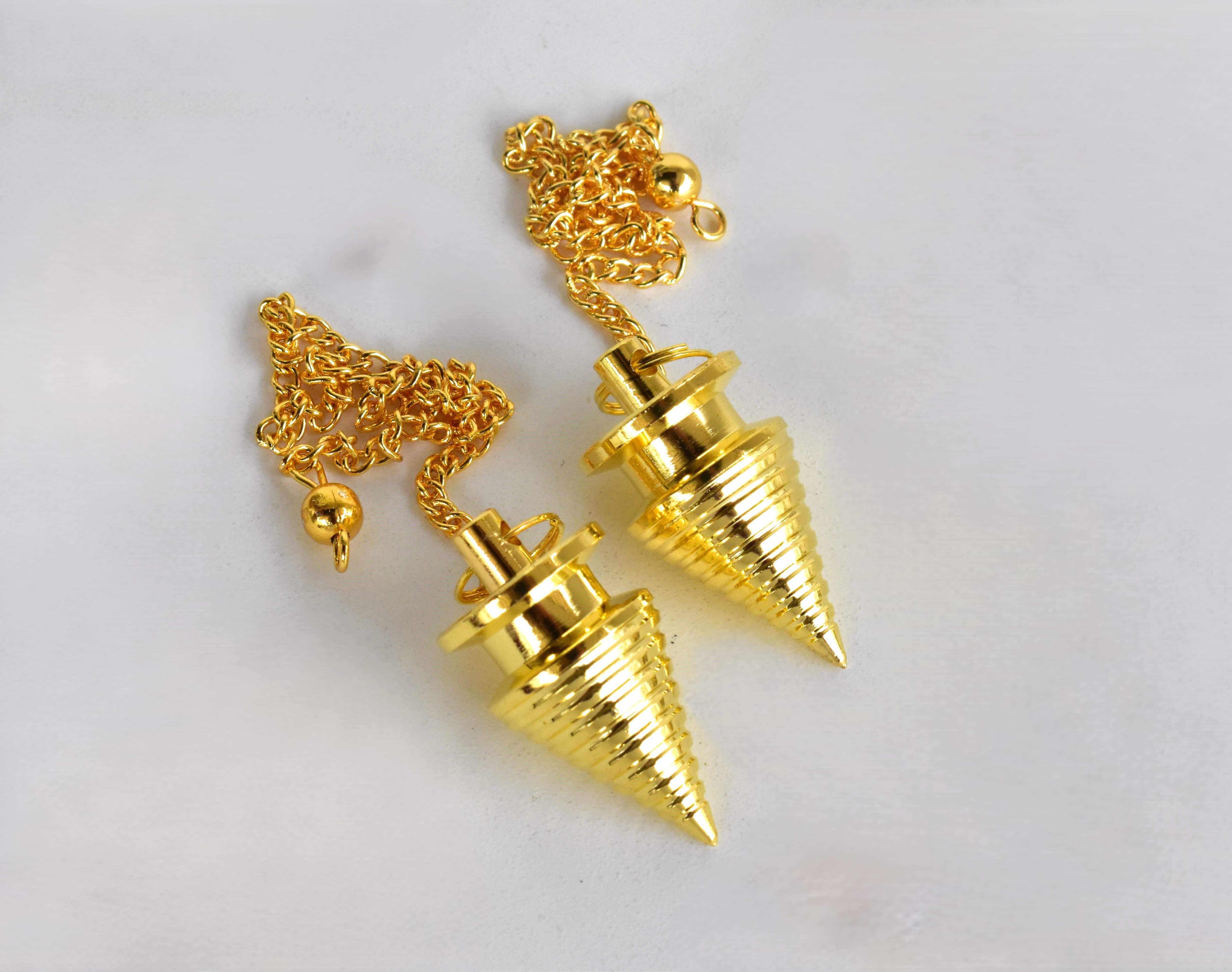 Soothing Crystals - Wholesale Meditation Supplies - Brass Golden Metal Pendulums, Solid Silver Ball Pendulum0