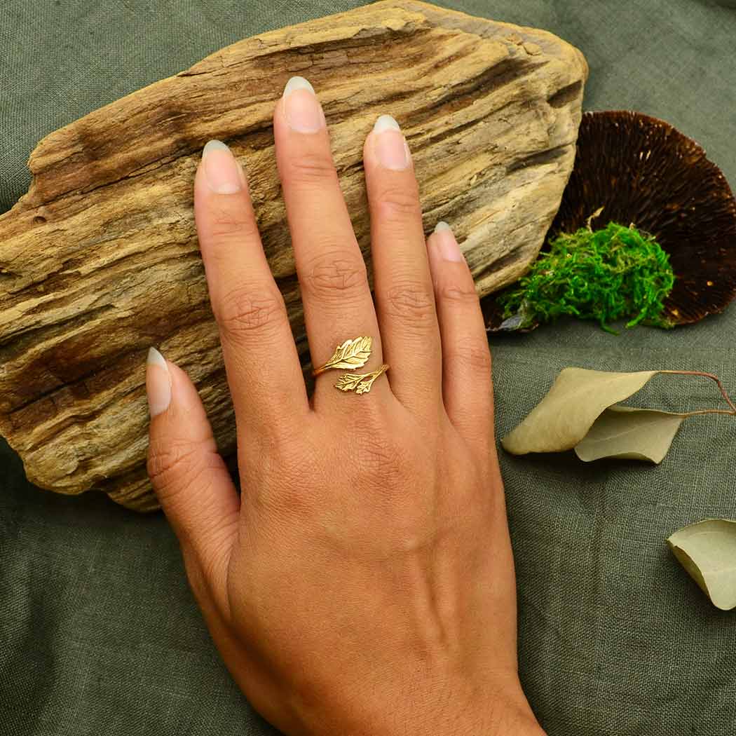 Nina Designs – Engroshandel Statementring – Justerbar ring med blade i sterlingsølv eller bronze4