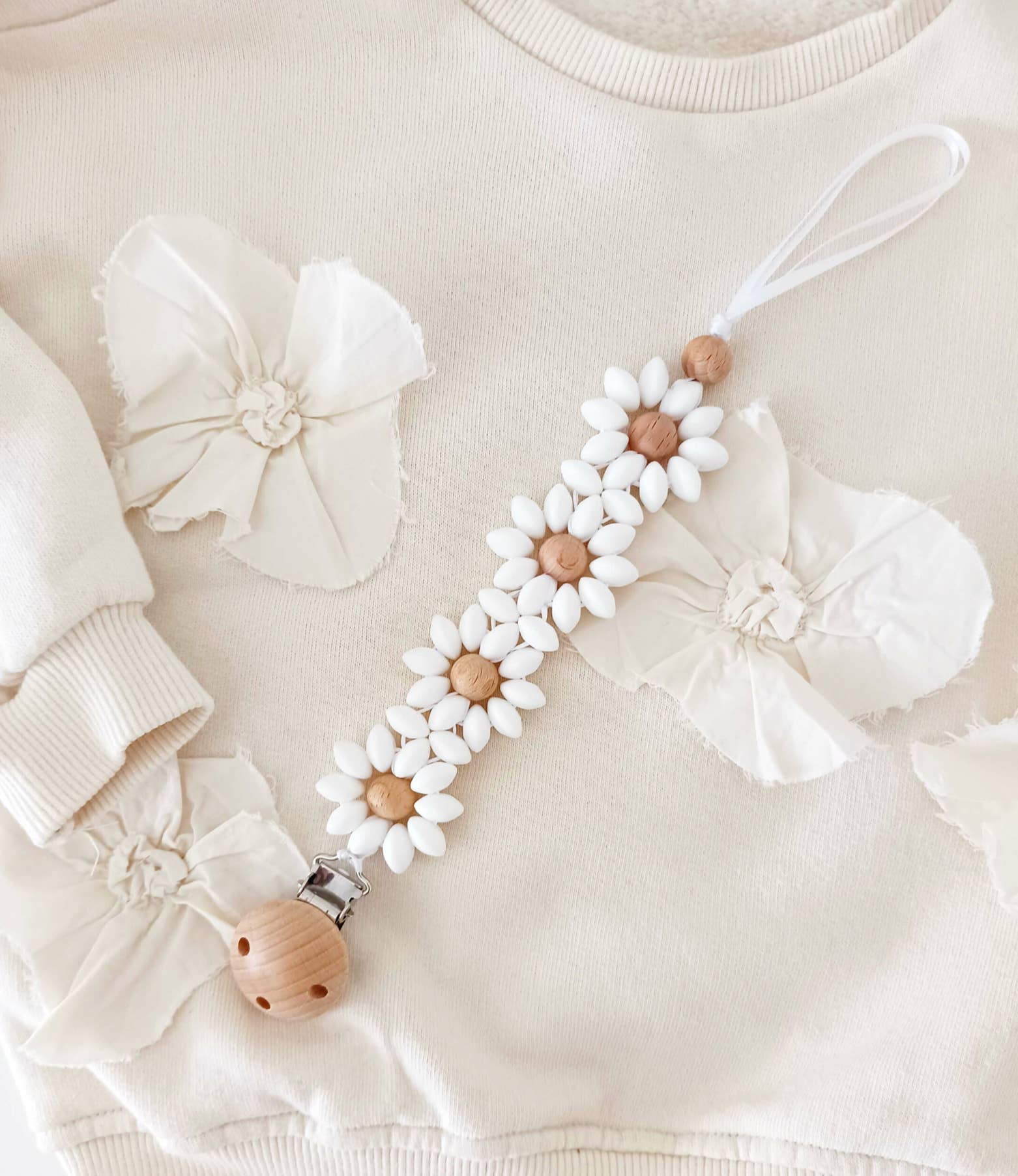 CW Evenements - Wholesale Milestone Art/Keepsake - Kids & Baby - Silicone pacifier clip 4 daisies