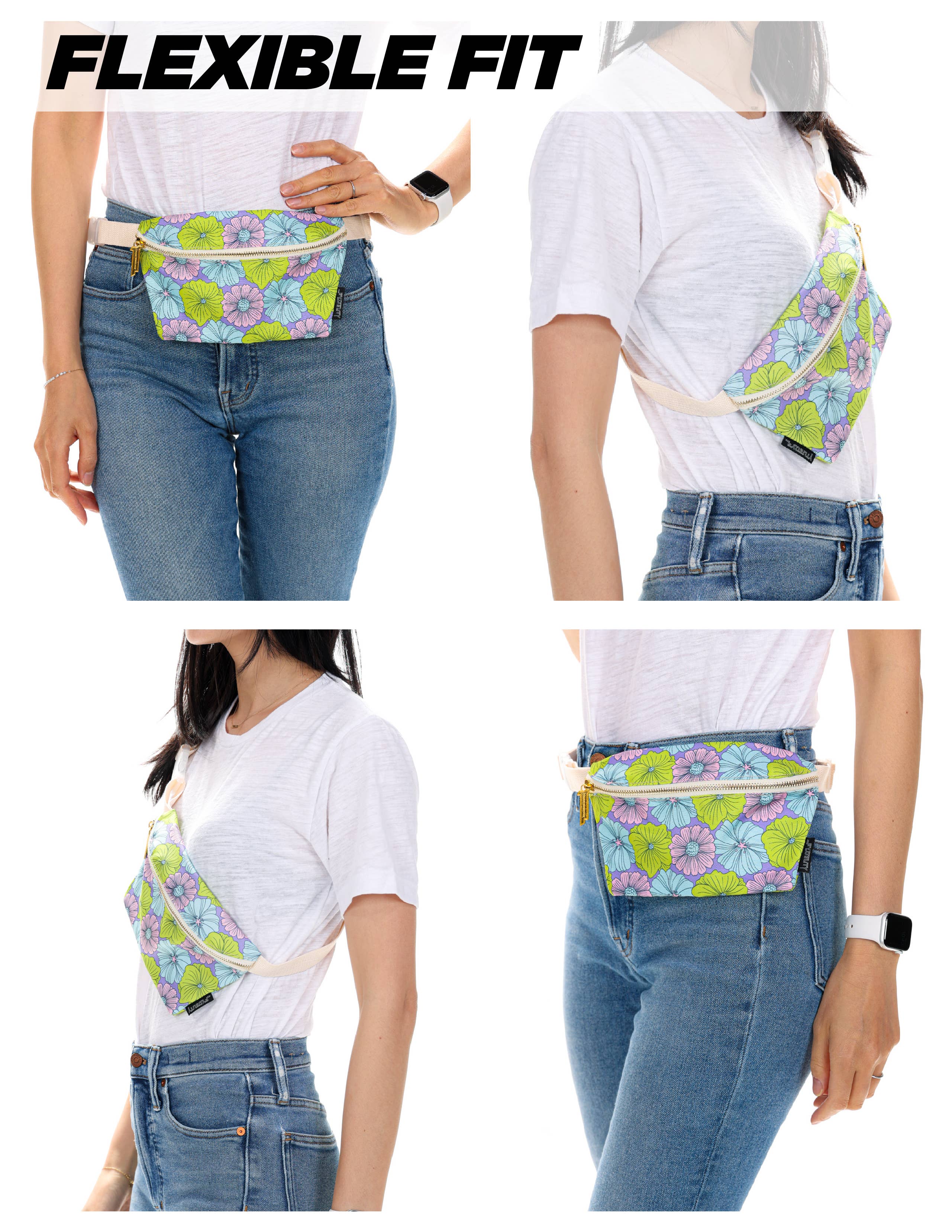 Fydelity - Wholesale Belt Bag - Women's - 83857: Fanny Pack | Slim | Recycled RPET | Floral Purple4