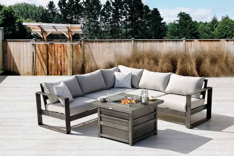 Light Gray Walsh 4-Piece Aluminum Firepit Sofa Set for wholesale on Faire