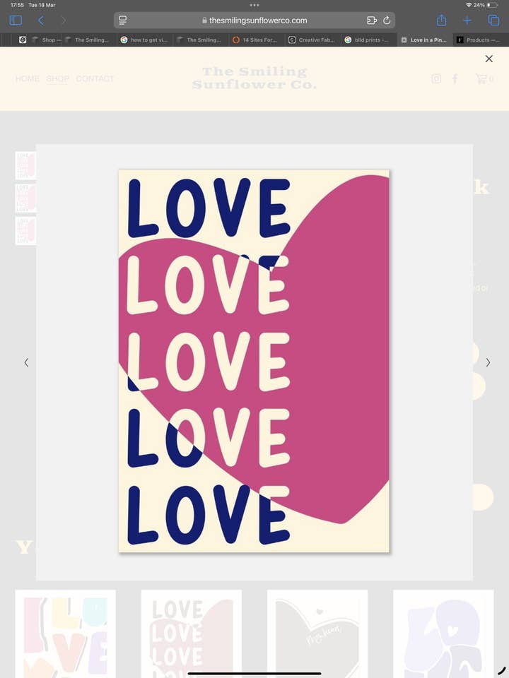 LOVE LOVE LOVE – Bold & Modern Typography Love Art Print for wholesale by The Smiling Sunflower Co.