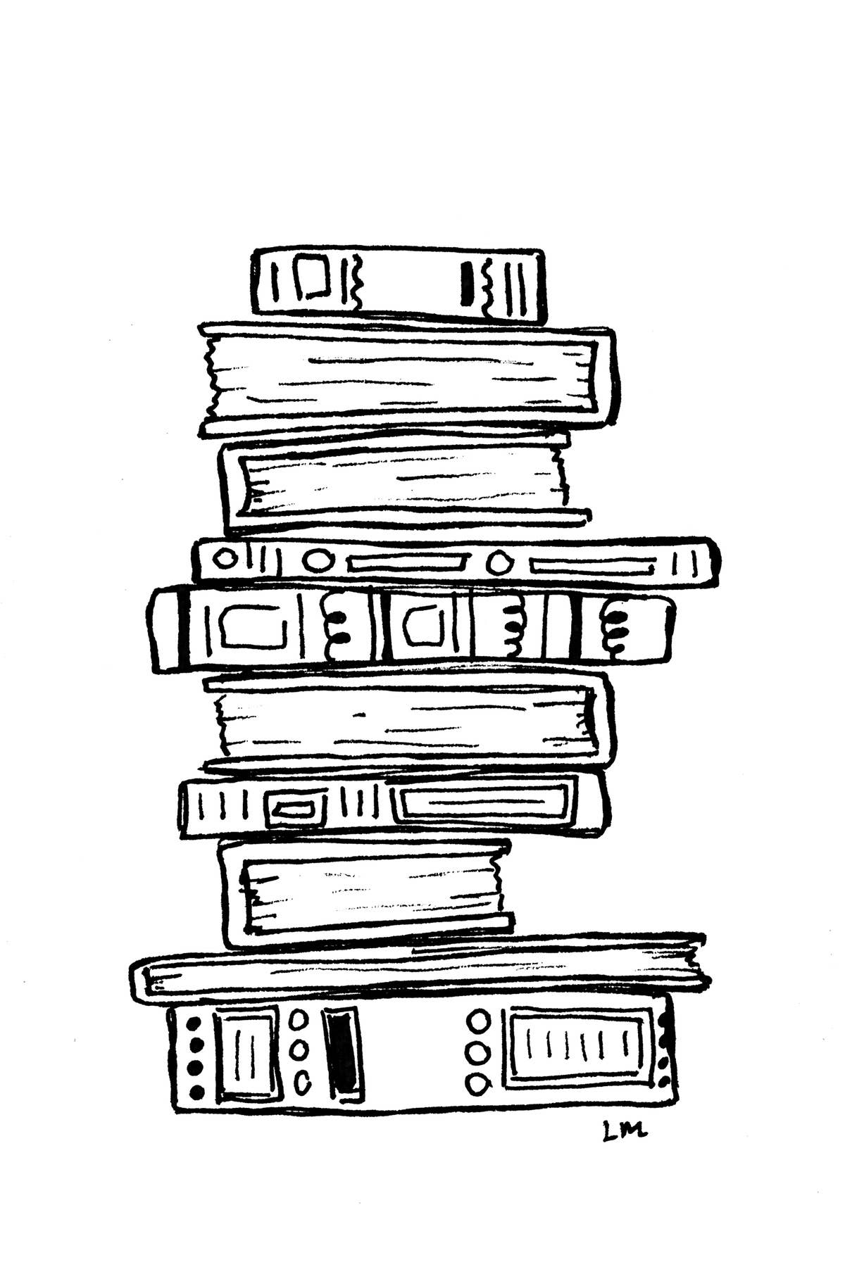 Laura K Maxwell - Wholesale Art Print - Stack of Books Art Print1