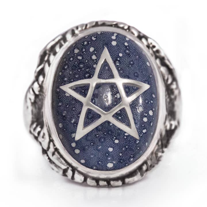 Blue Sponge Coral Angel Heart Ring for wholesale by Alex Streeter