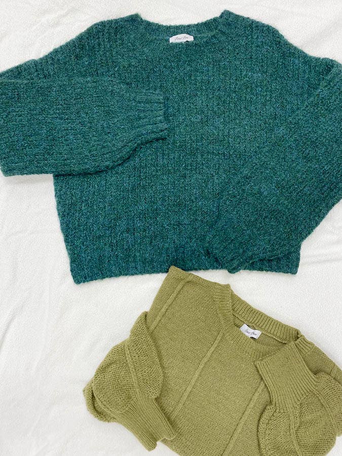 SOLID OLIVE WIDE SLEEVE KNIT SWEATER 30716 for wholesale on Faire3