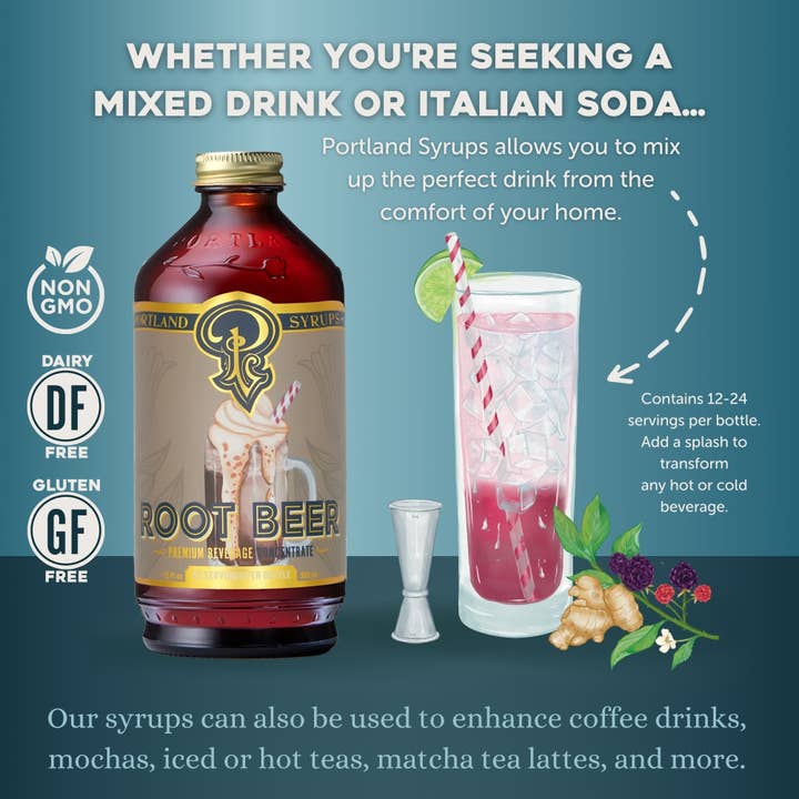 Portland Syrups – wholesale Cocktailmix/-sockerlag – Root Beer Sirap 12oz - cocktail/mocktail dryckesblandare