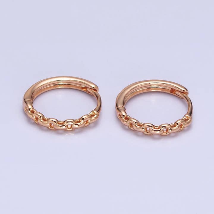 18K Guldfyldt Kædeled Øreringe i Endeløs Bøjle | AD-1410 for engroshandel hos Aim Eternal