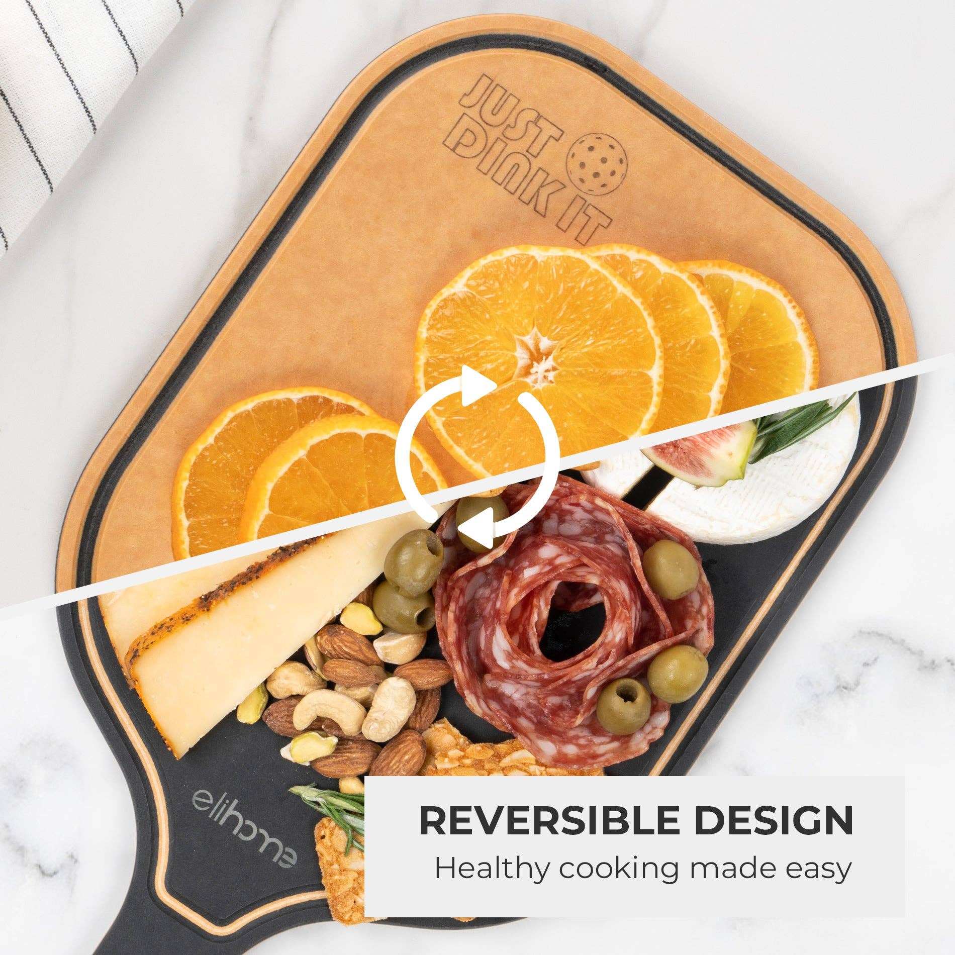 Elihome - Vente Planche à découper - Planche à découper charcuterie Pickleball - "Just Dink It"8