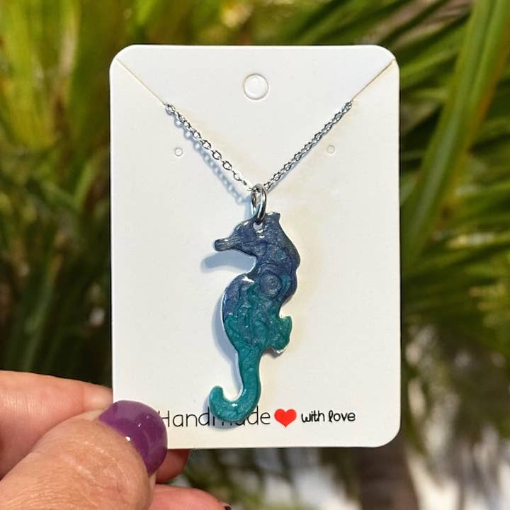 Collar de caballito de mar pintado a mano para venta al por mayor de Three Dandelion Wishes