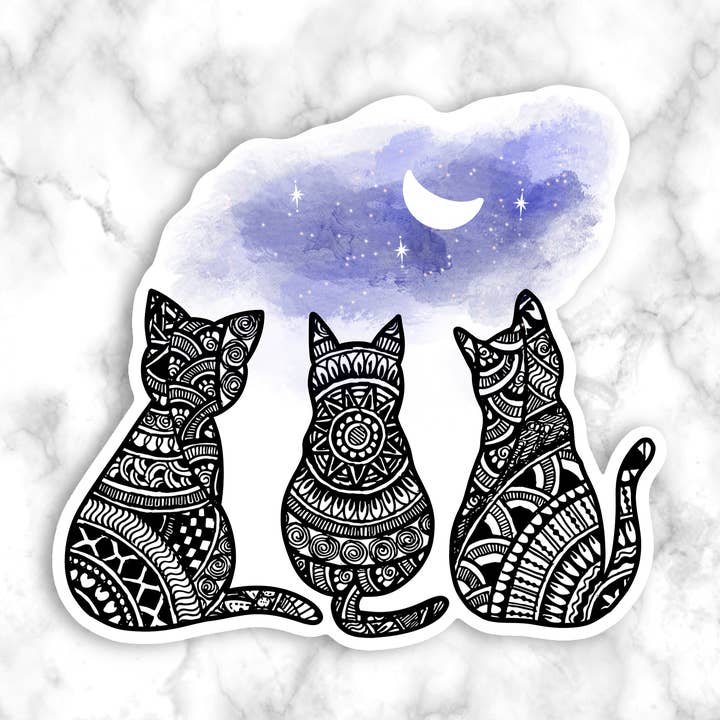 Cat Print Sticker, Cute Stickers, Water Bottle Sticker for wholesale by GatikaChicShop