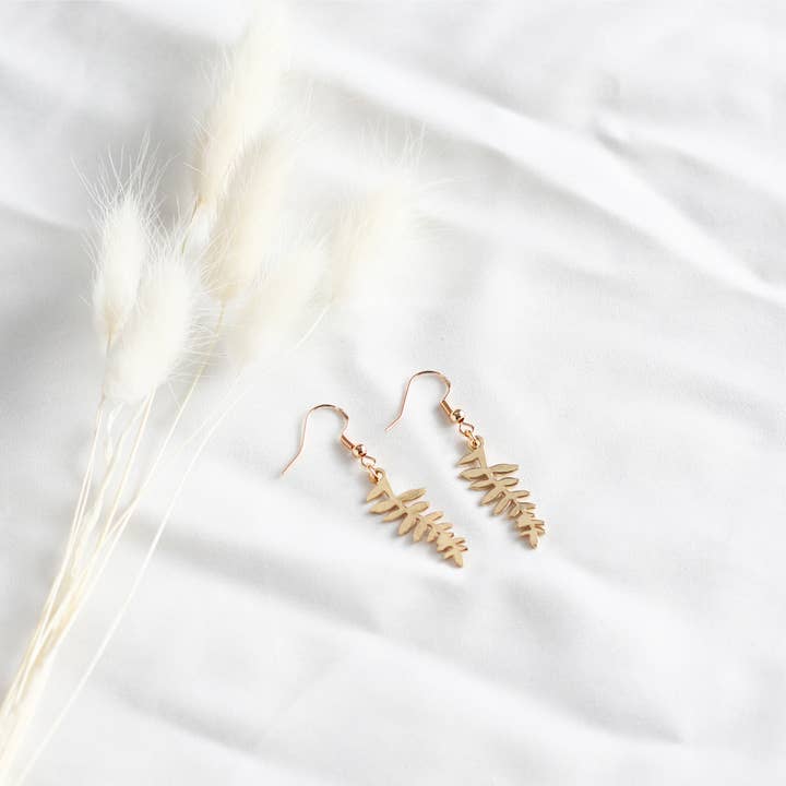Birch Jewellery - Vente Boucles d'oreilles pendantes - Boucles d'oreilles Fern Leaf2