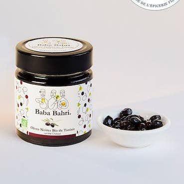 olive nere Chetoui biologiche con olio d'oliva per la vendita all'ingrosso da parte di Baba Bahri