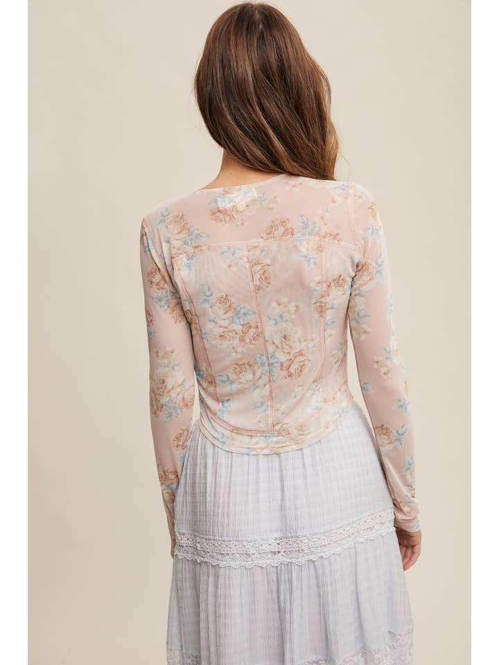 Listicle - Wholesale T-Shirt - Women's - Floral Mesh Long Sleeve Layering Top17