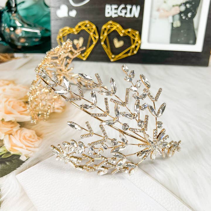 Happy Dream Gifts - Wholesale Fashion Headband - Women's - Crystal Bridal Headband, Crystal Bridal Hairpiece,Gold Crown1