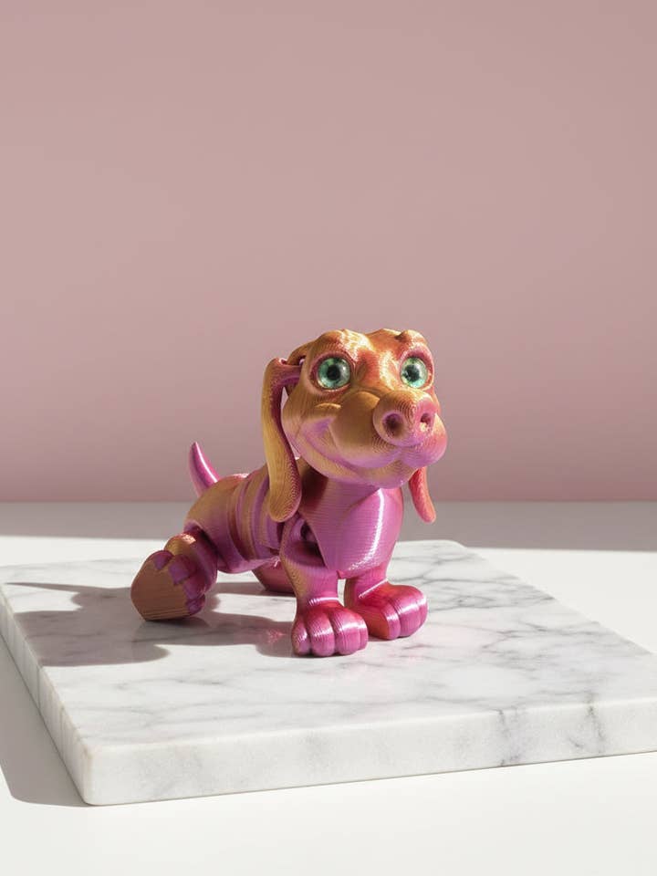 3D Printed Articulated Fantasy Sausage Dog Figurine: Bioplastic for wholesale by Arya Jewellery Wholesale