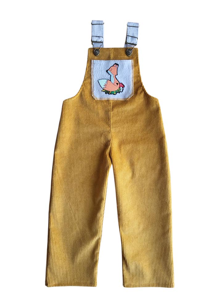 Corduroy Dungaree with Fox patch for wholesale by Cotton Hill Lane