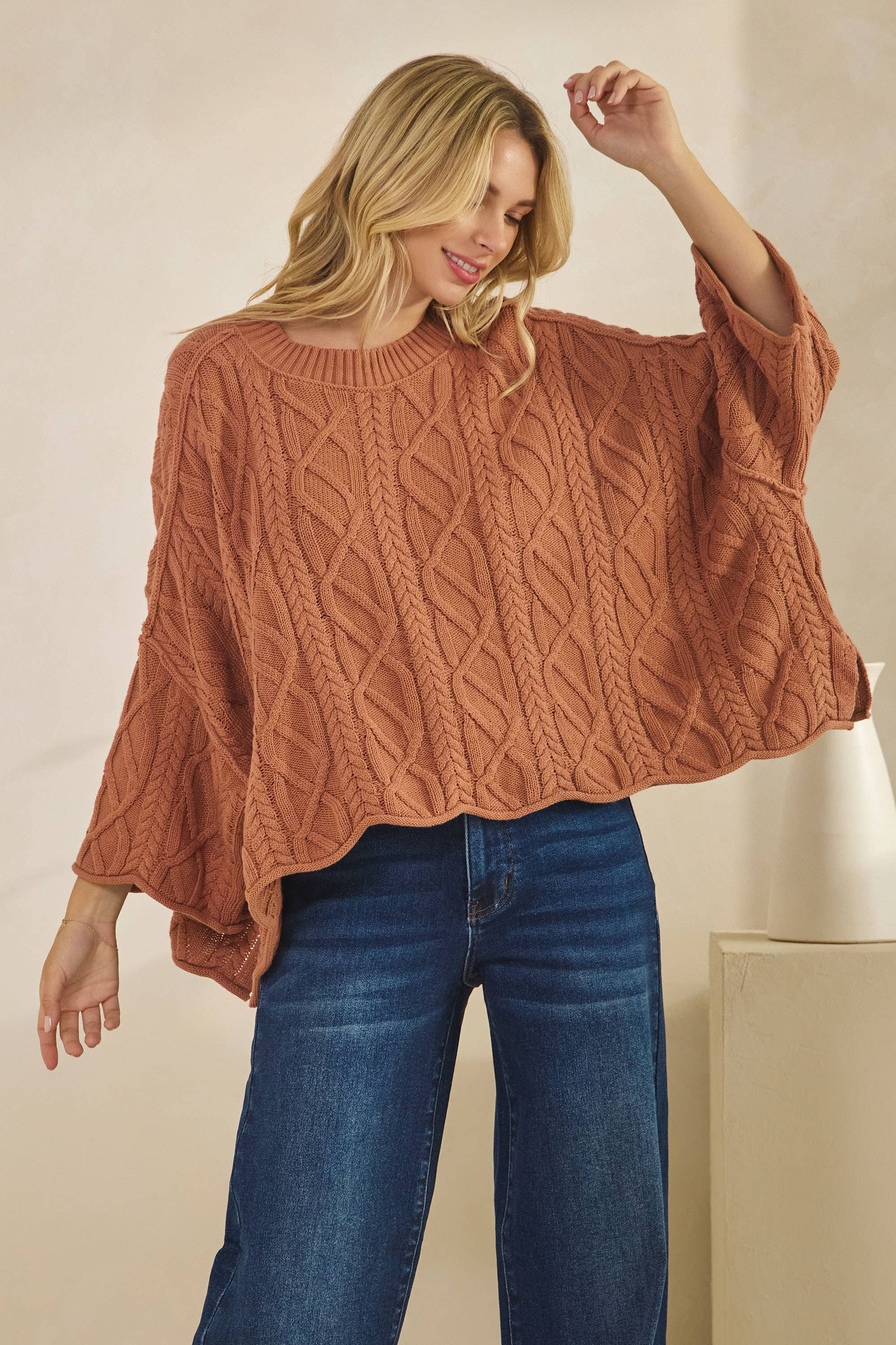 Tres Bien, Inc - Wholesale Knit Sweater - Women's - IT-10101-knitted sailors knot round neck l/s sweater4