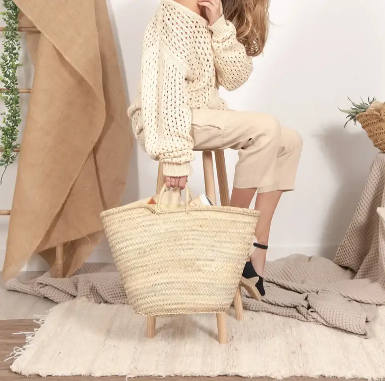 DarKech - Wholesale Beach Bag - Handwoven French Market Basket – Natural Moroccan Straw Tote0
