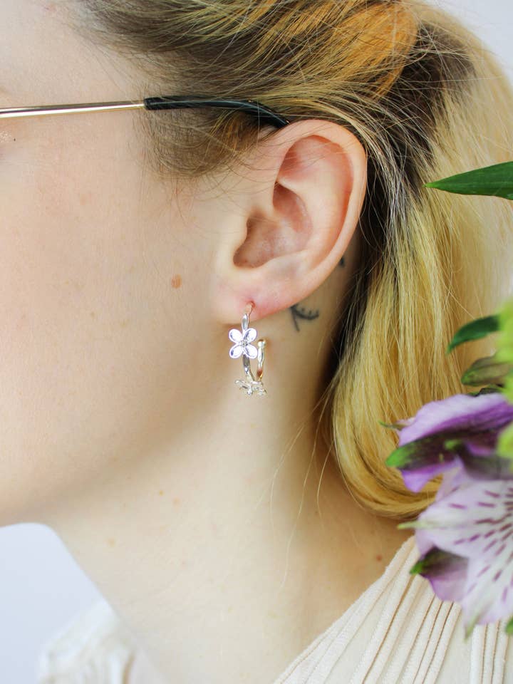 Bitty Flower Hoops for wholesale by Ash & Rose