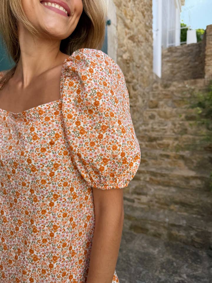 MindTraveler - Wholesale Dress - Women's - Bruna Orange Flowers Dress6