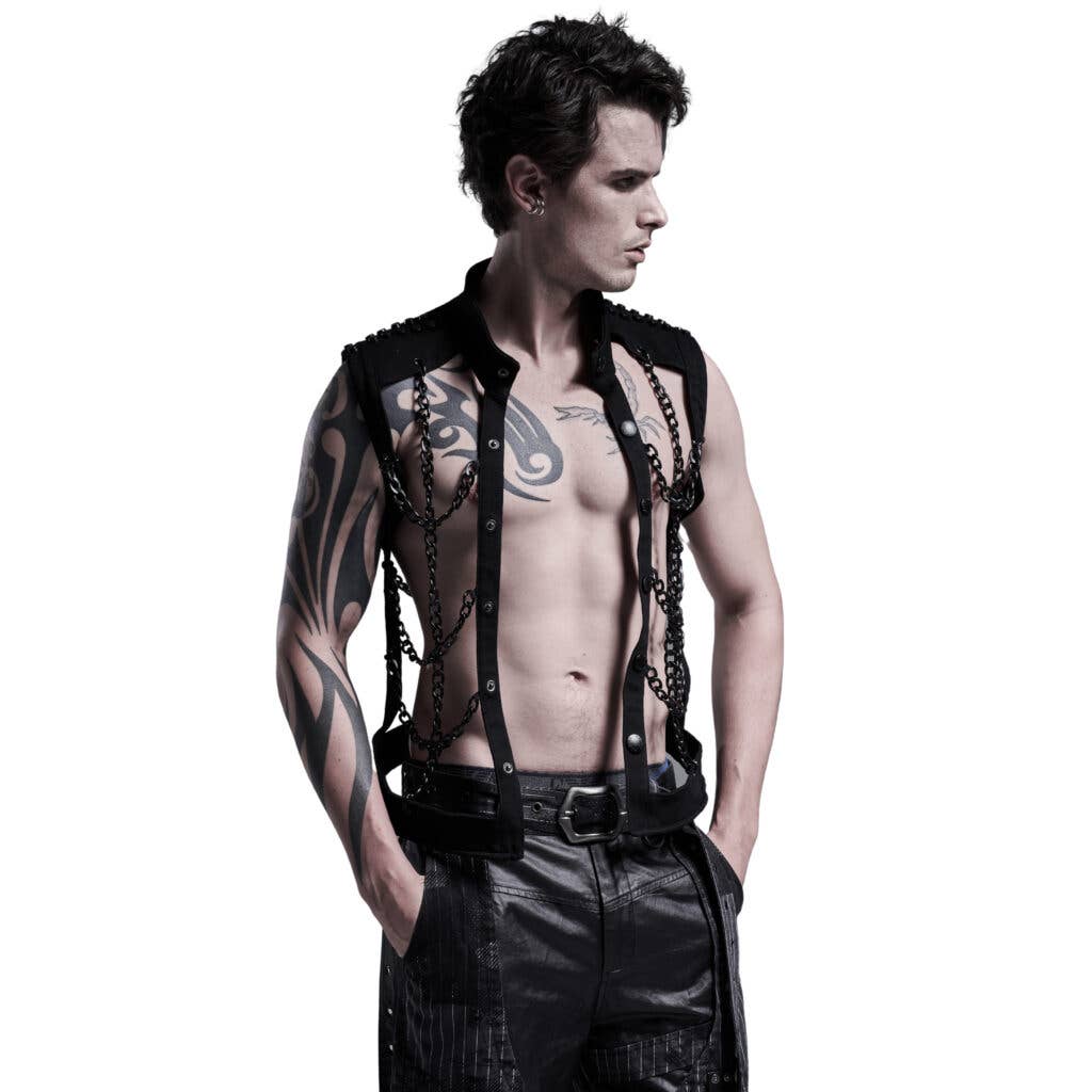 Western Fashion - Wholesale Outerwear Vest - Men's - 200103 - Vest w/chains0