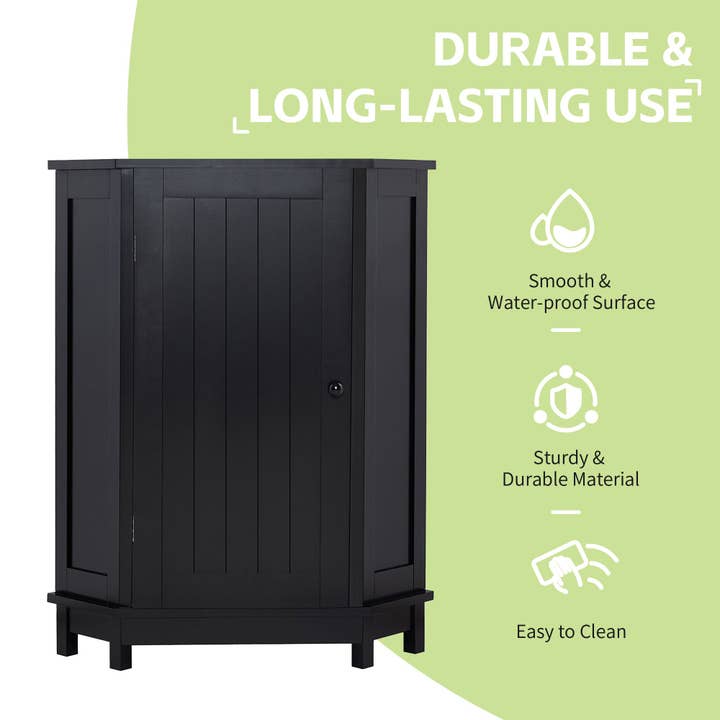 Orange County Decor - Wholesale Cabinet - Black Bathroom Cabinet Triangle Corner Storage Cabinet With Adjustable Shelf Modern Style Mdf Board Black Mdf7