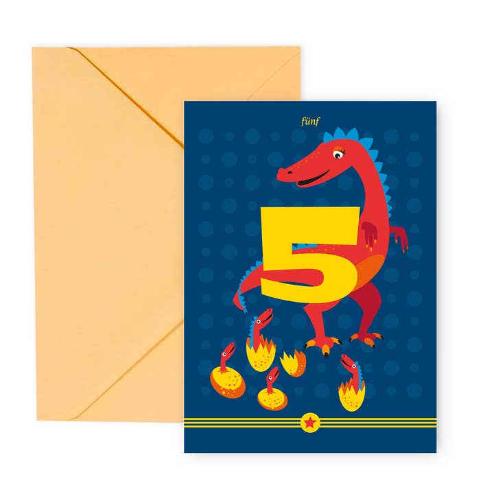 5e verjaardag wenskaart voor wholesale door My Cute Monsters