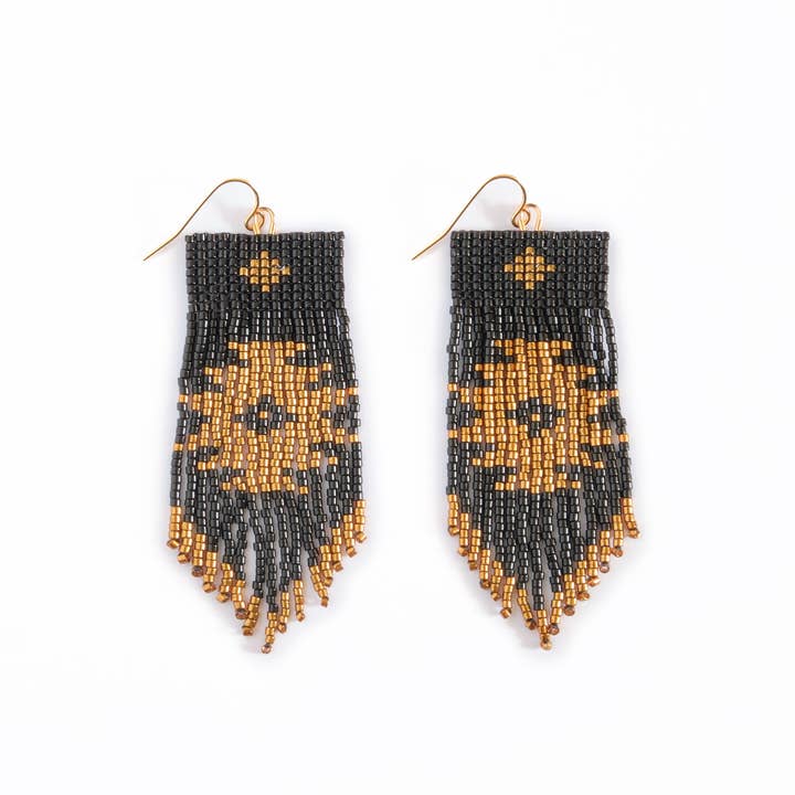 Mayana Designs Co - Wholesale Dangle Earrings - Beaded Handwoven Tribal Fringe Earrings (Aqua/Black)4