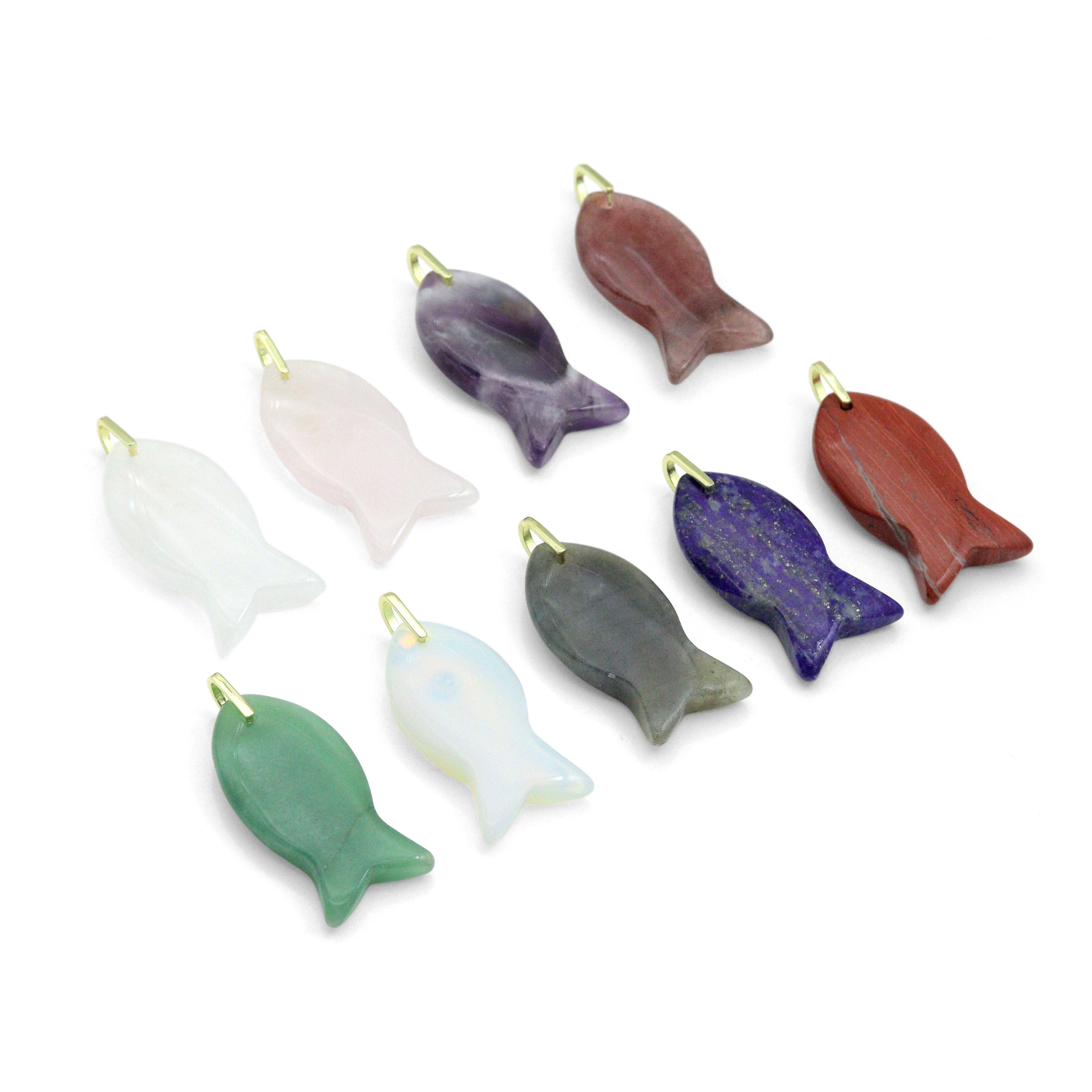 BestBeads&Beyond - Wholesale Individual Charm/Pendant - Naturul Gemstone Fish Charm Pendant, Sku#LY312