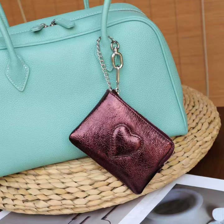 Pretty Persuasions - Wholesale Coin Purse - Women's - PL25035 Stitched Heart Leather Coin Purse Charm5